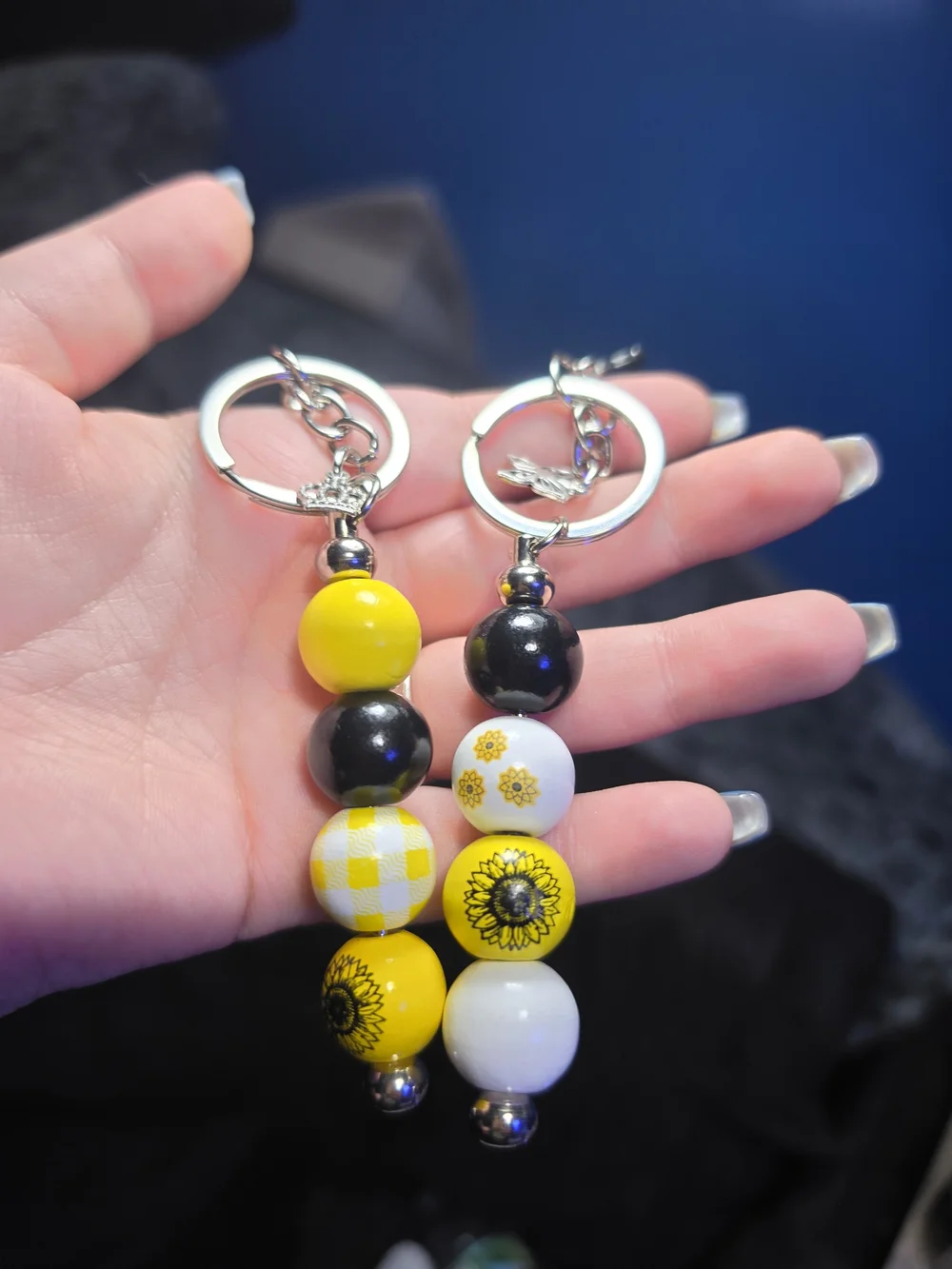Handmade Sunflower Beaded Keychains